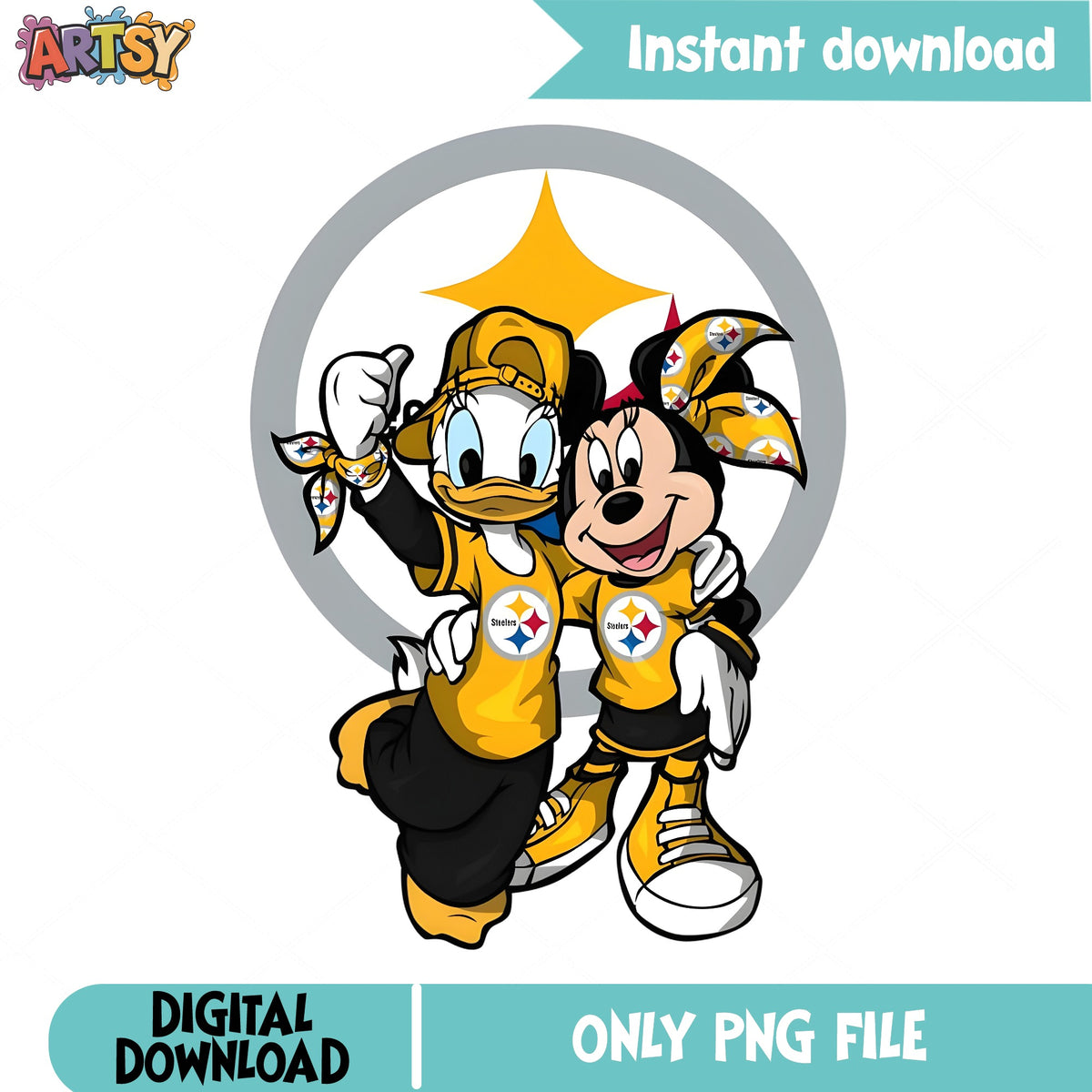 Minnie Mouse Donald Duck Steelers PNG, Disney NFL PNG, Football PNG