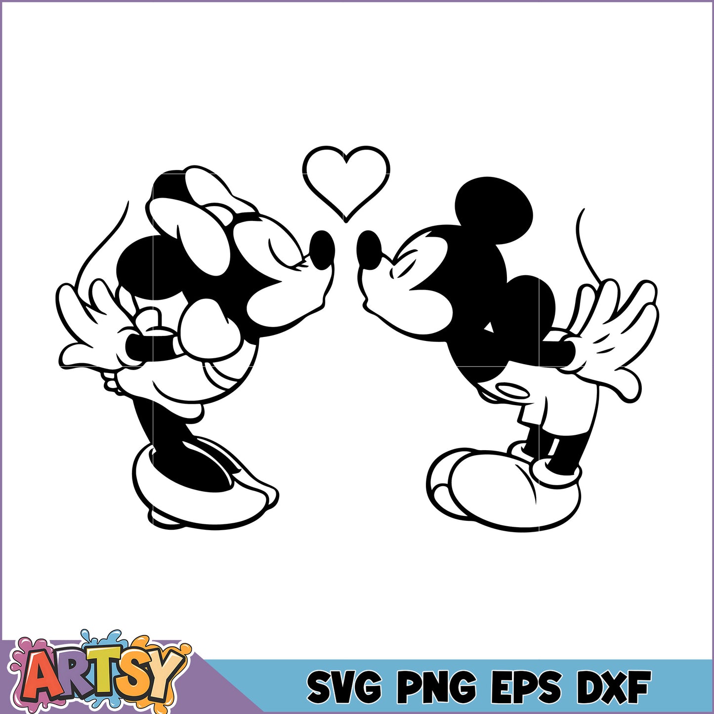 Minnie and Mickey Mouse Kiss SVG Cut File