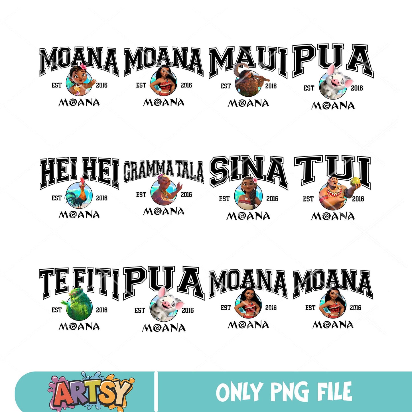 Moana characters est png bundle, disney moana png, disney est png