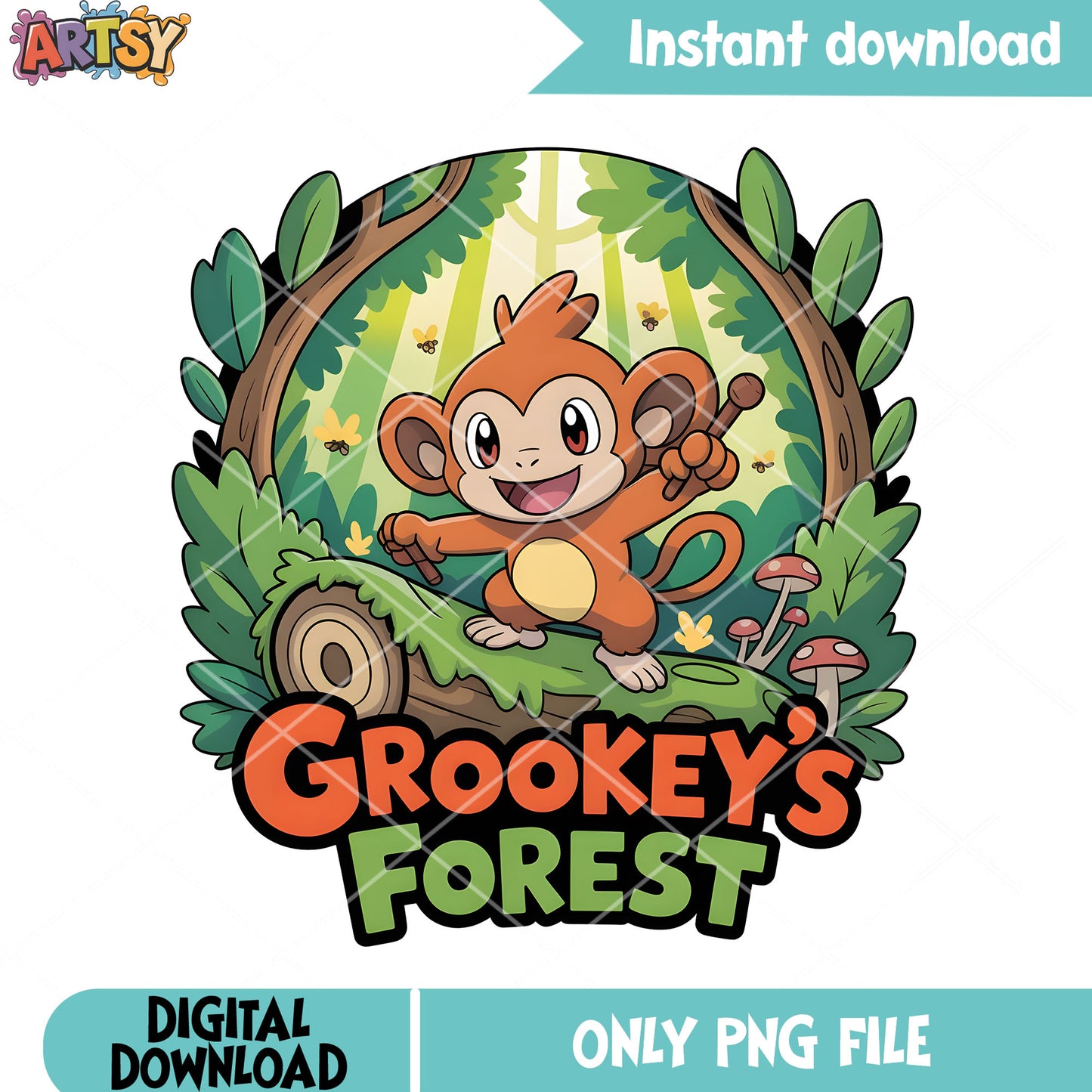 Monkey pokemon forest png, nintendo switch png, grookey pokemon png