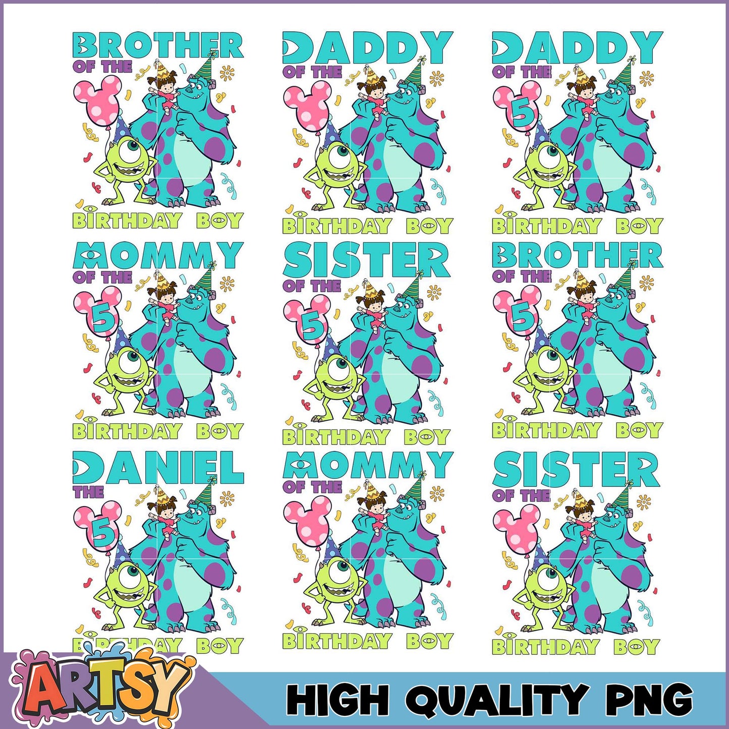 Monsters Inc Birthday PNG Bundle High Quality