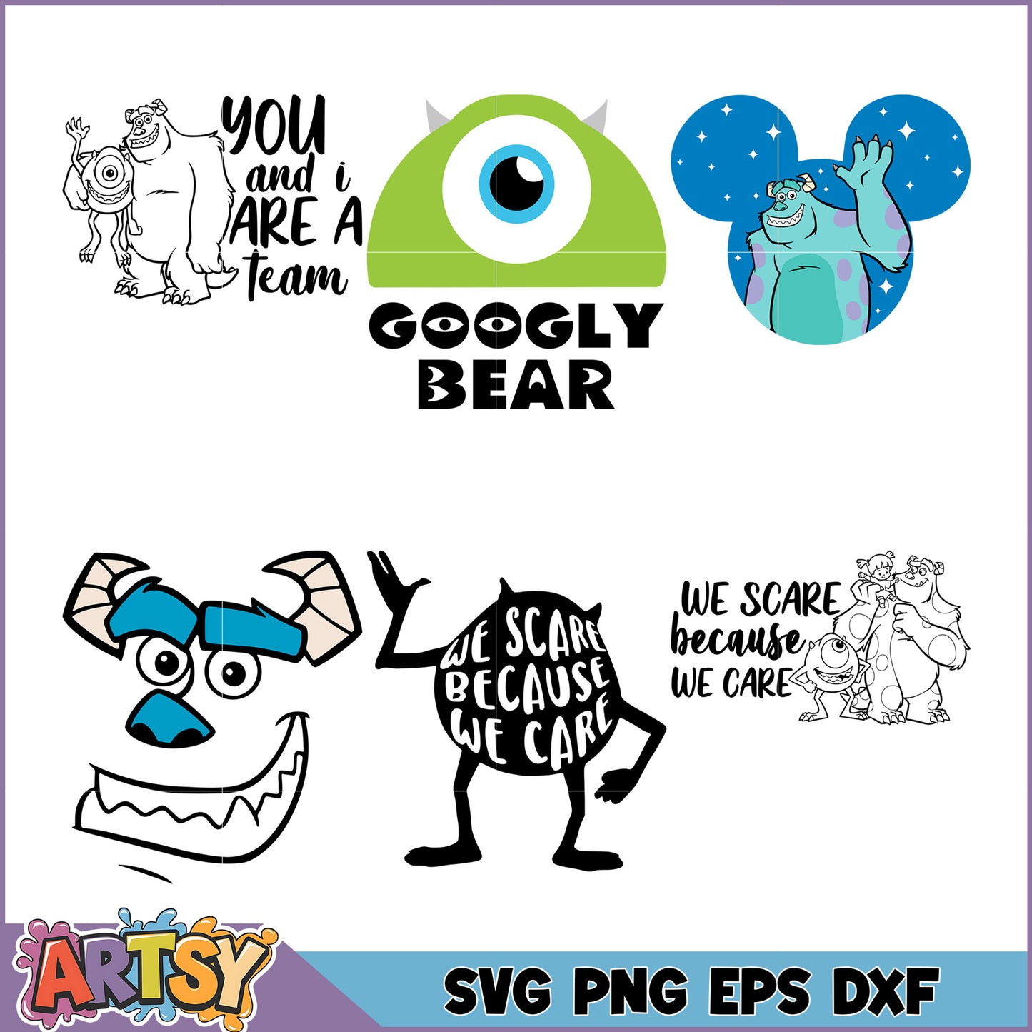 Monsters Inc SVG Bundle PNG, EPS, DXF