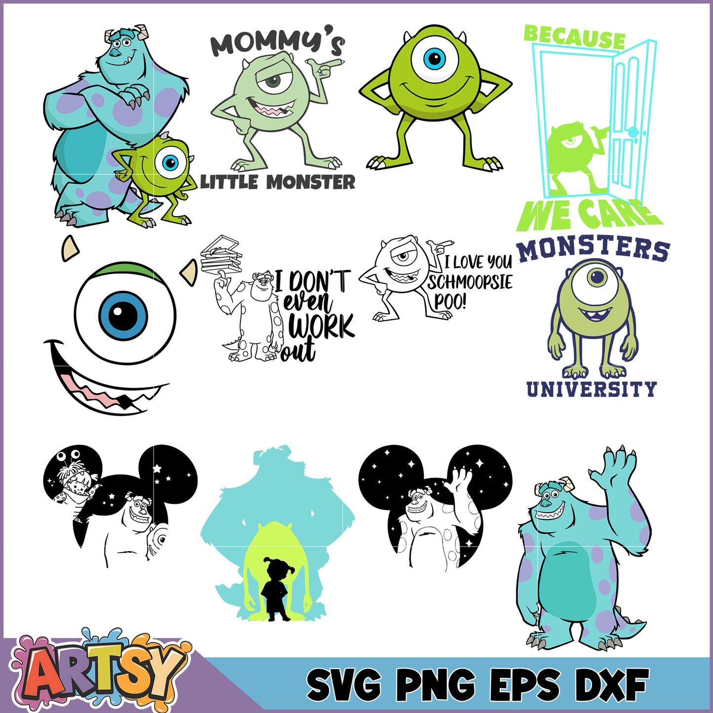 Monsters University SVG Bundle PNG, EPS, DXF