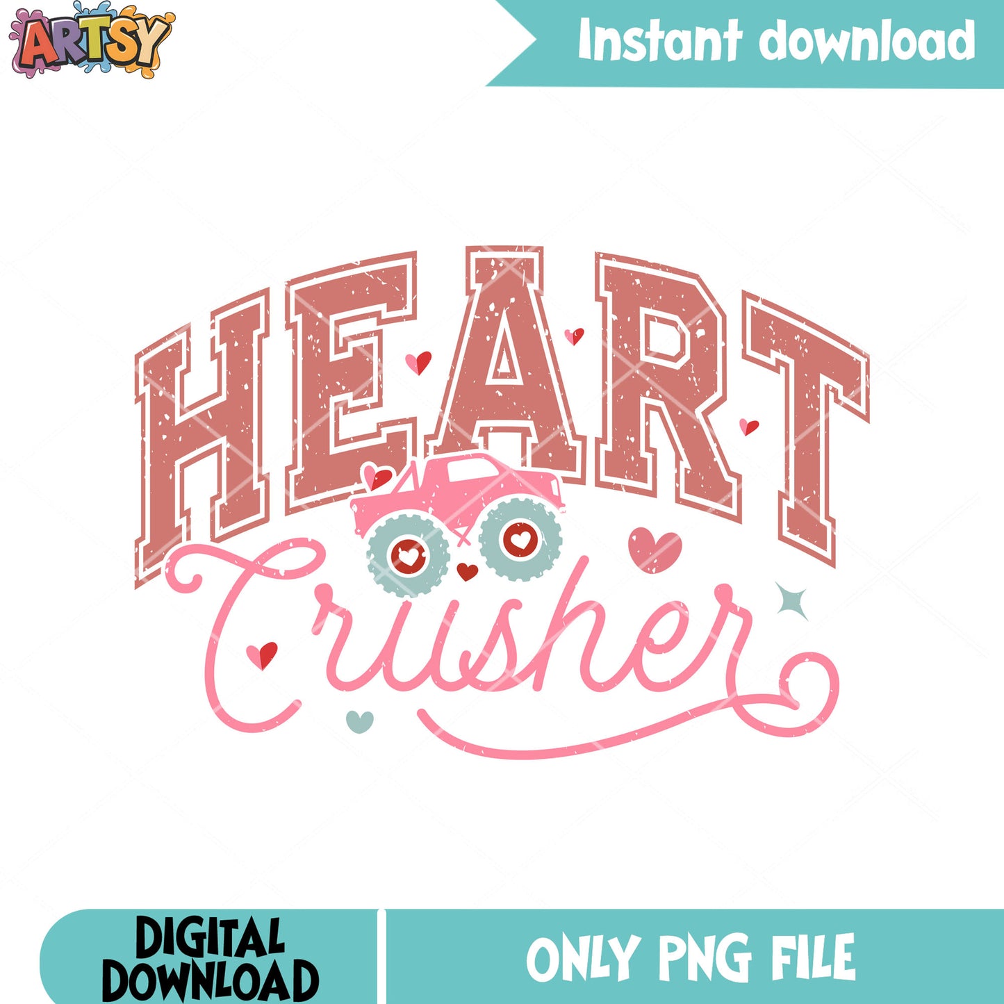 Monster truck valentine png, love vibes png, valentine love png
