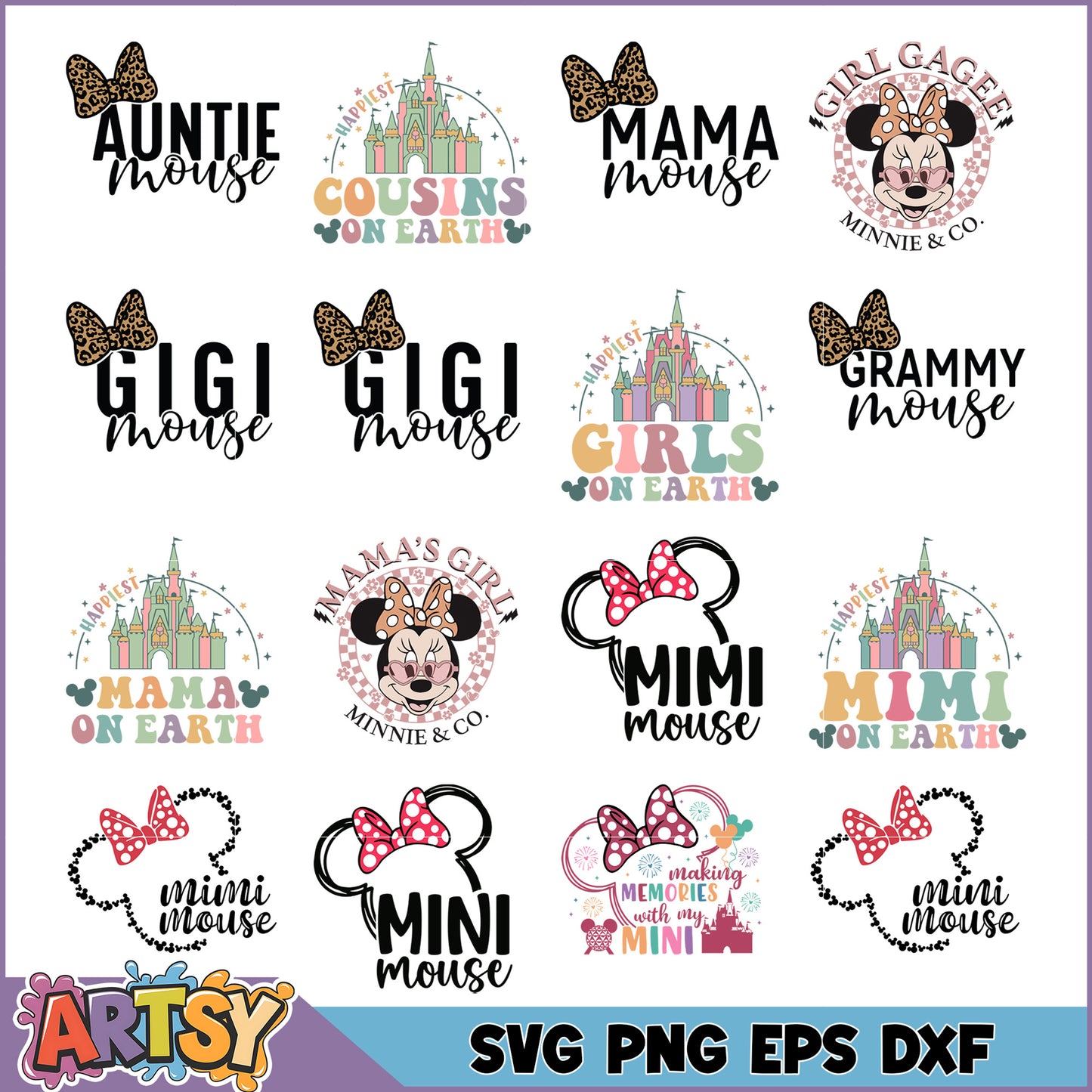 Mouse Family SVG Bundle Mom, Grandma, Aunt Designs