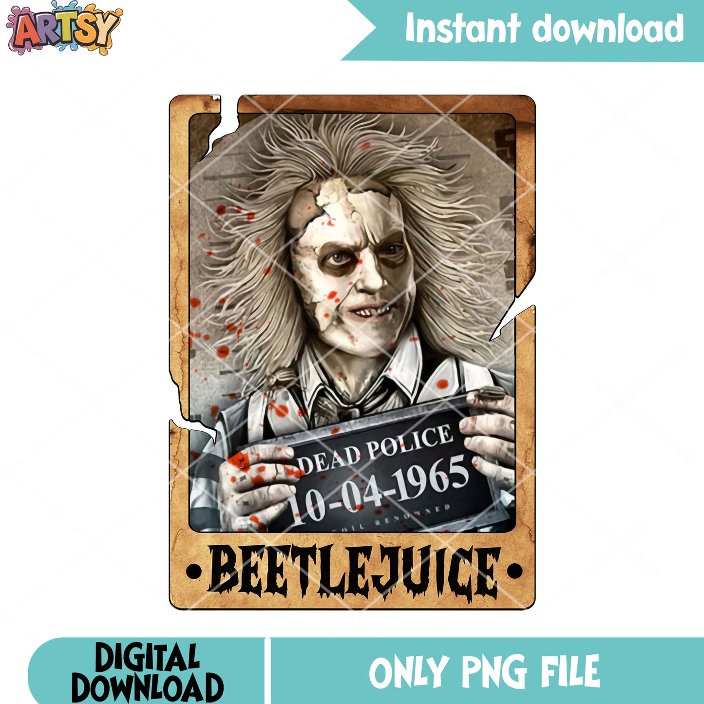 Mug shot Beetlejuice png, dead police png, halloween movies png