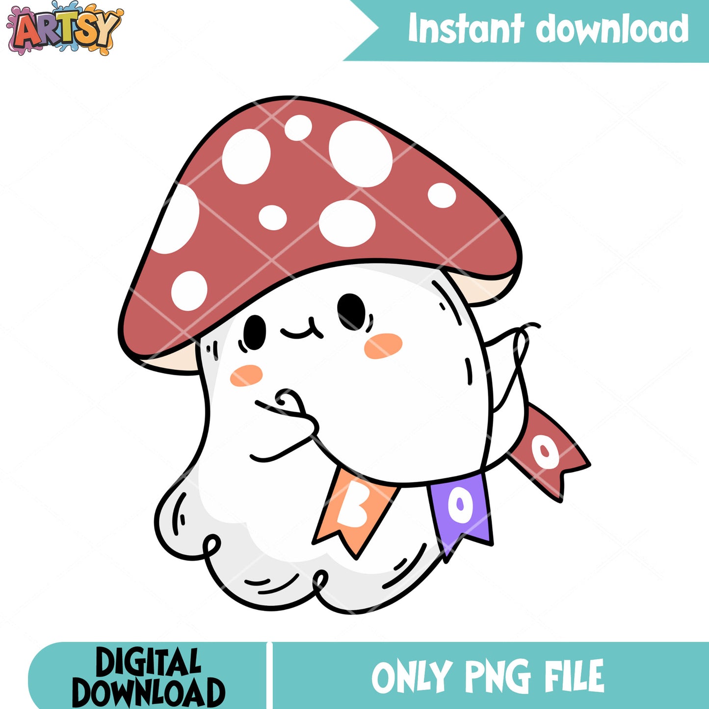 Murshroom the ghost png, pink cheek png, halloween scary png