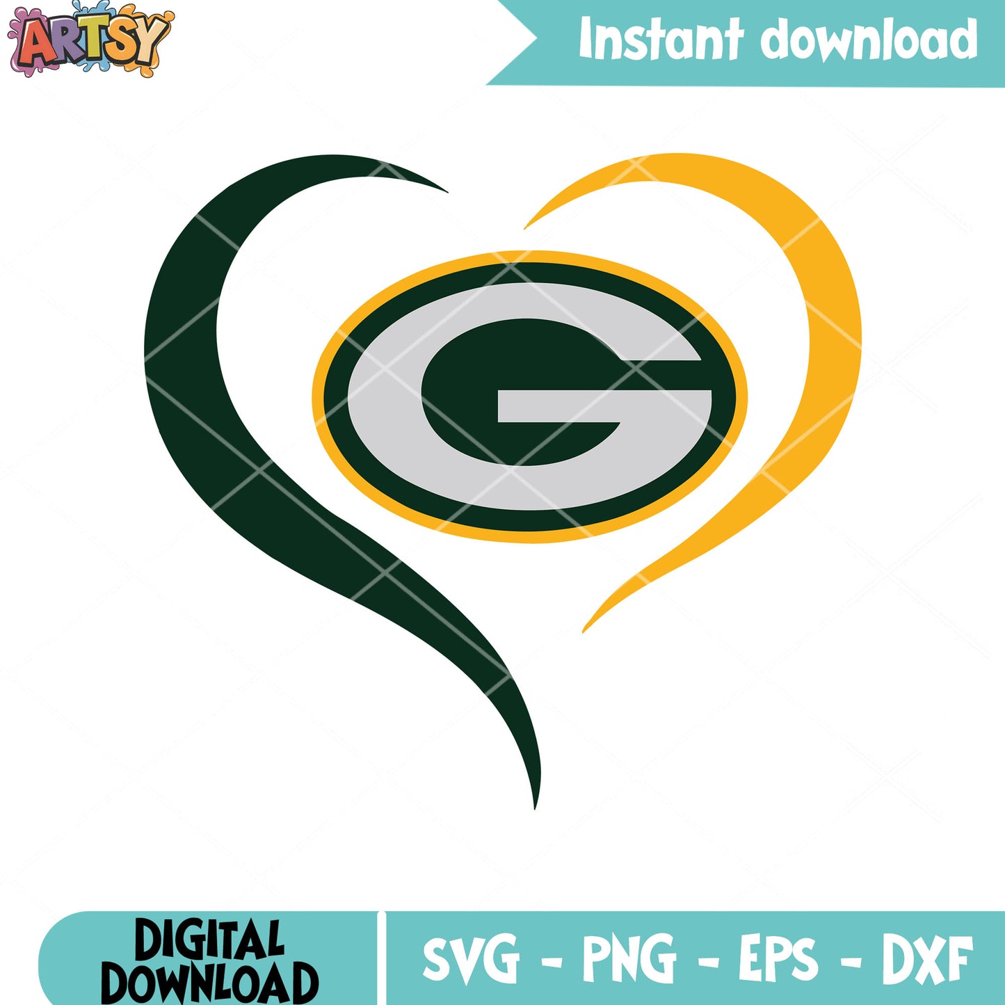 My Packers heart svg, green bay packers svg, nfl football team svg