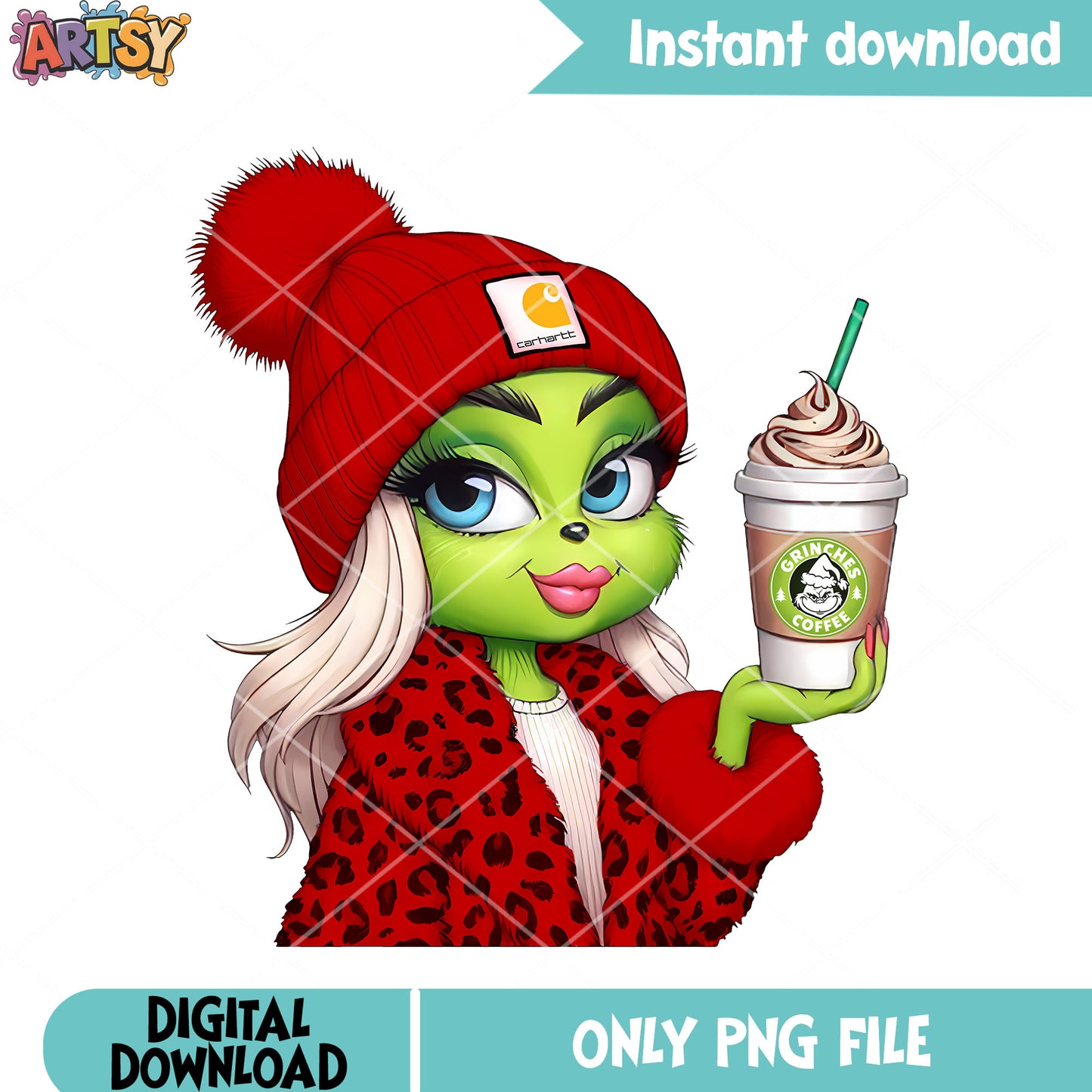 My christmas red jack green girl png, christmas png, the grinch png