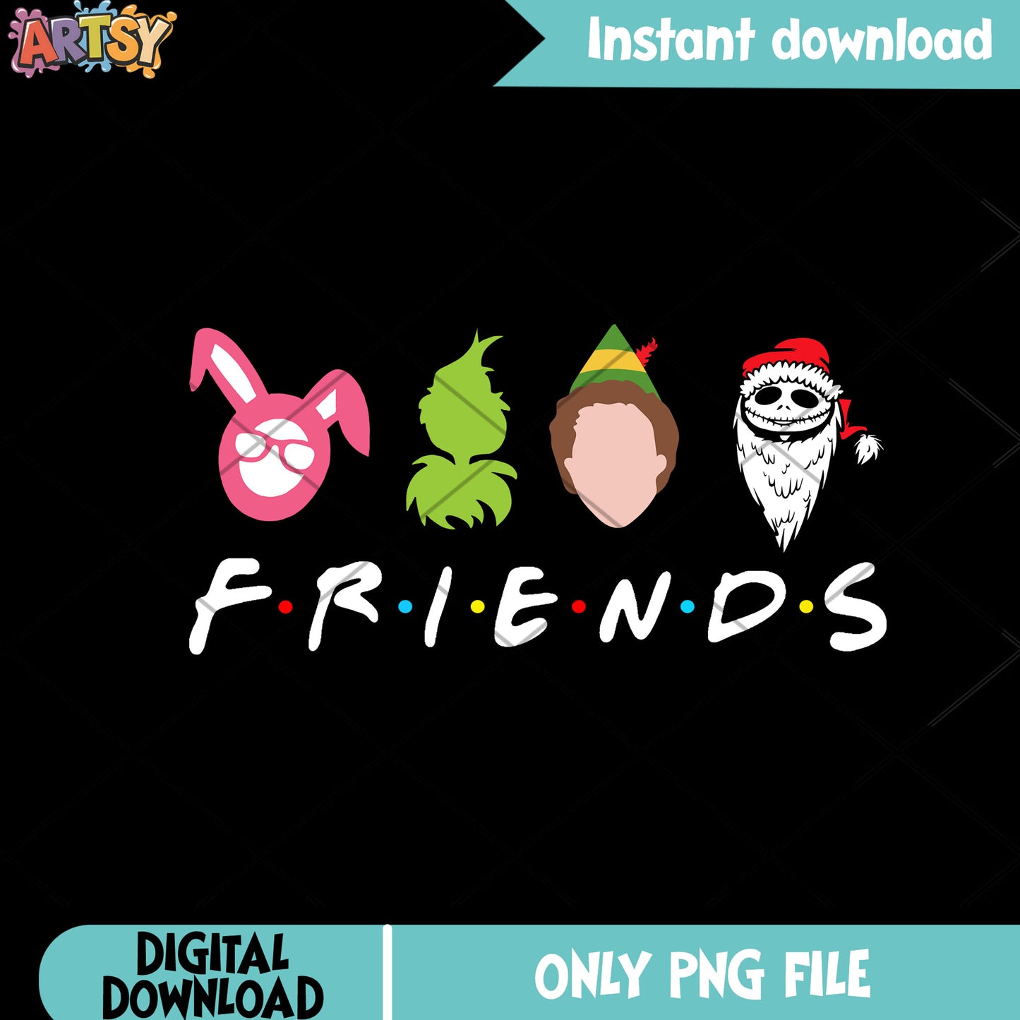 My friends on christmas png, jack skelington png, ralphie parker png