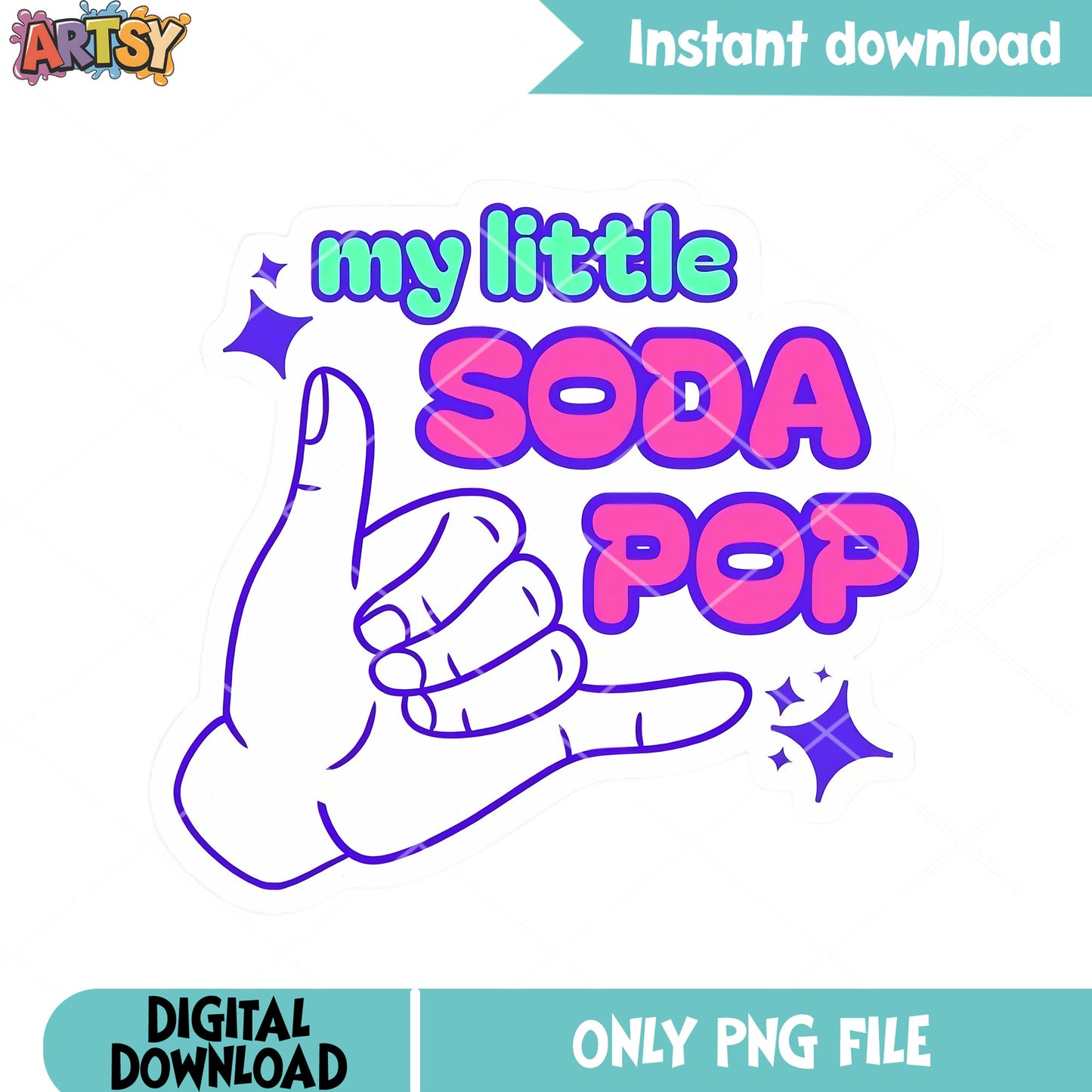My little soda pop sticker png, sticker my little png, shaka hand png