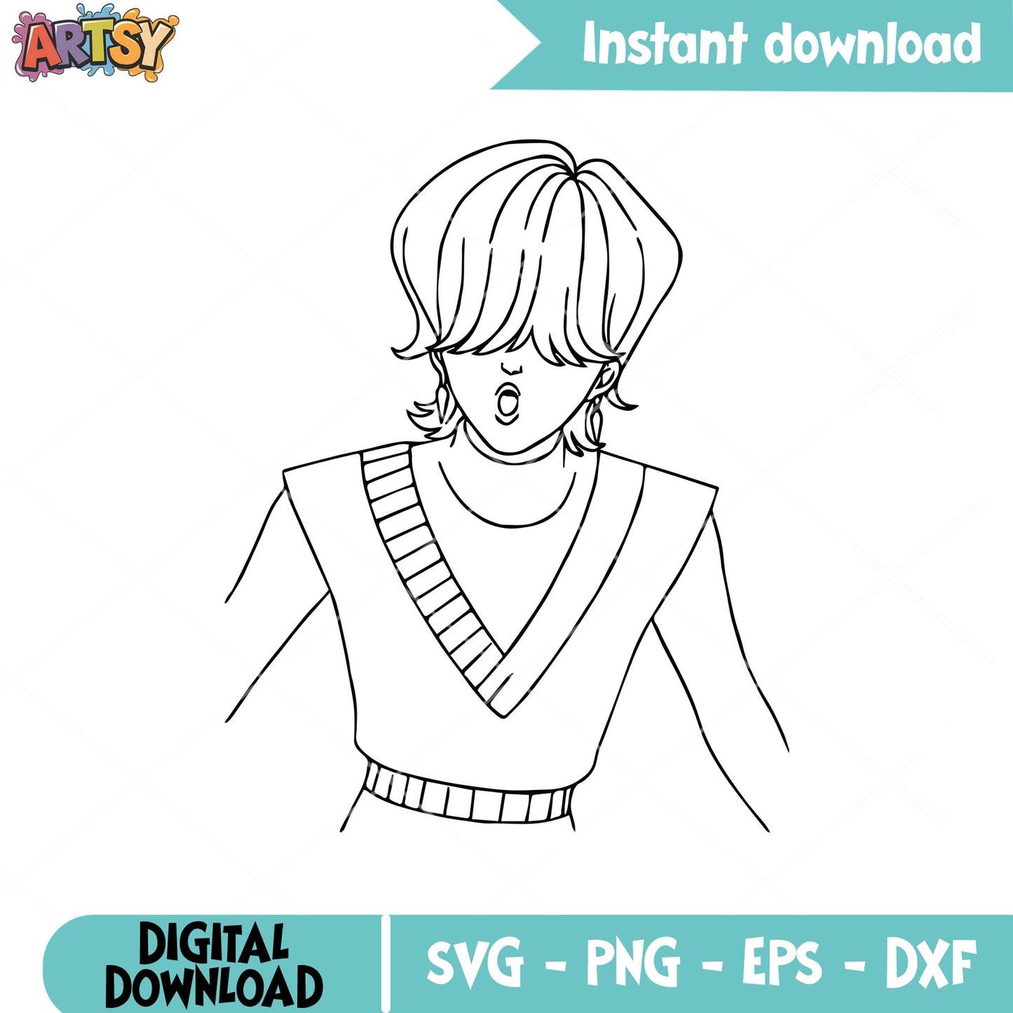 Mystery saja boys face outline svg, mystery saja svg, kpop saja boys svg