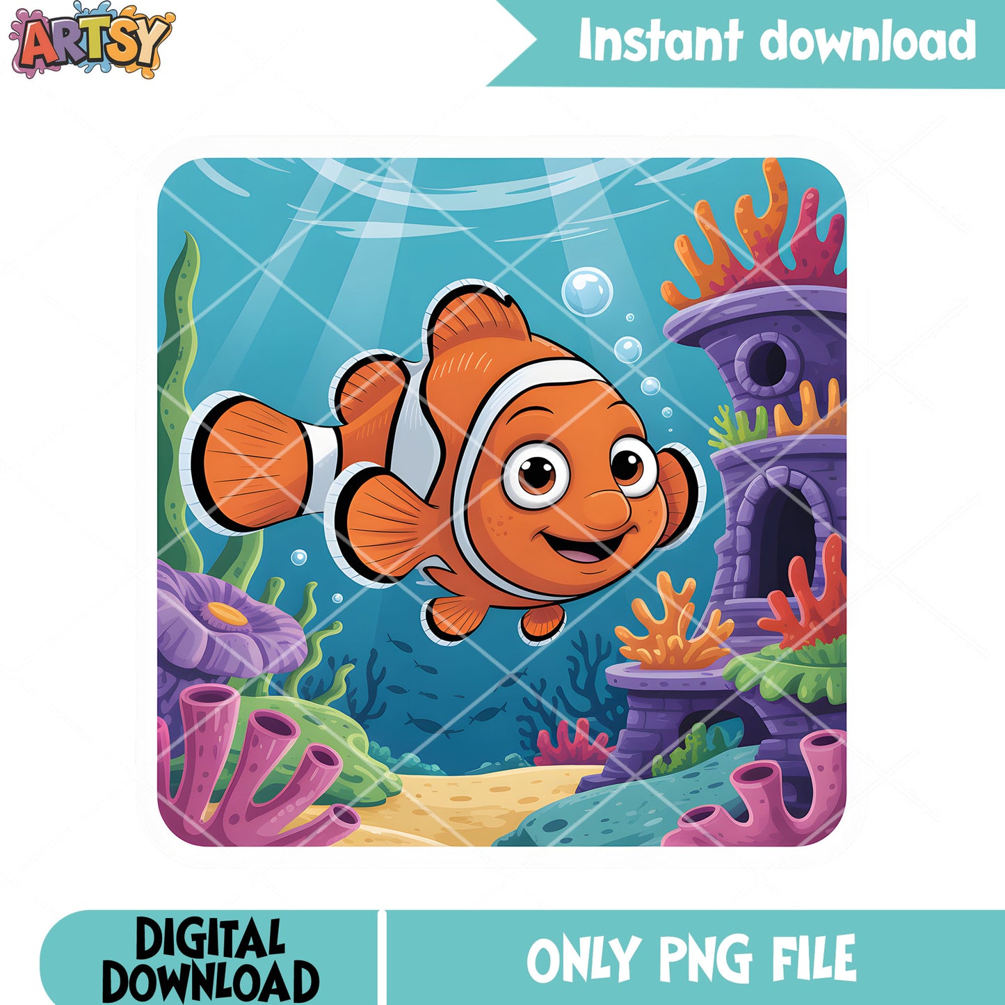 Nemo art design vibes png, clownfish nemo png, finding nemo 2 png
