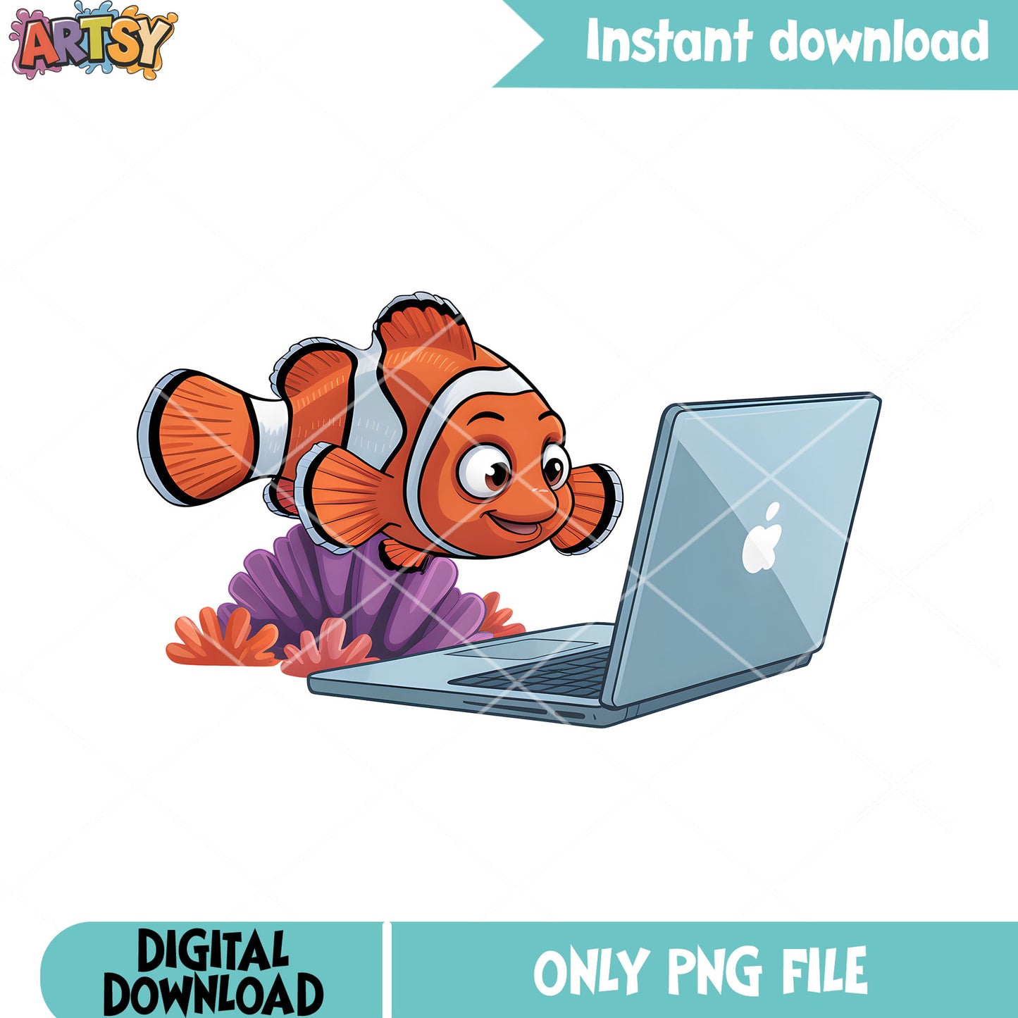 Nemo fish with macbook png, finding nemo png, disney nemo jumper png