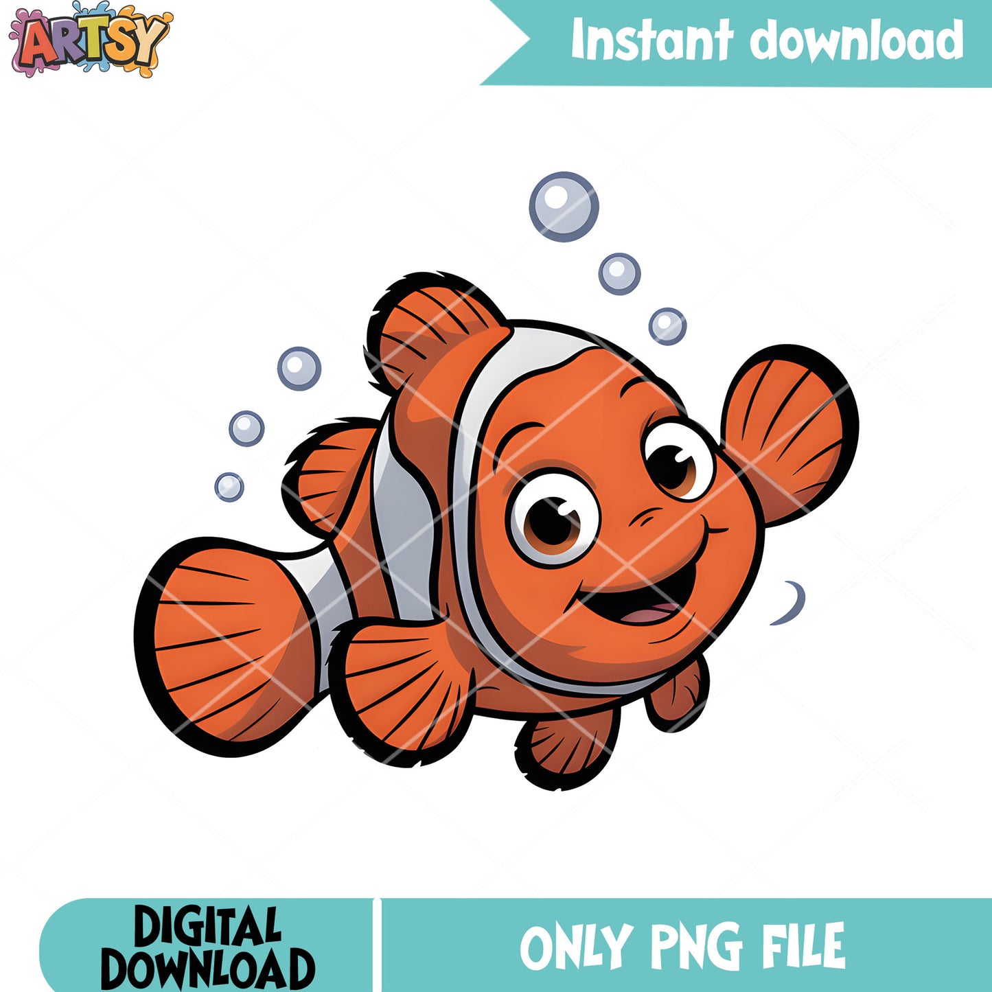 Nemo say hi poster png, disney walt png, clownfish nemo png
