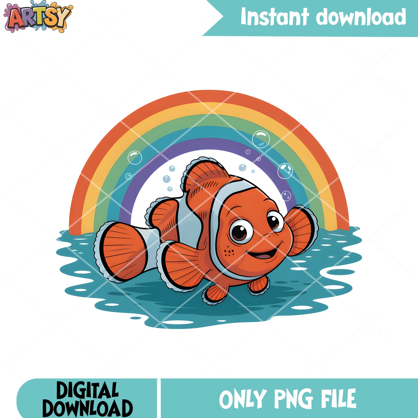 Nemo with rainbow fish png, clownfish nemo png, finding nemo png