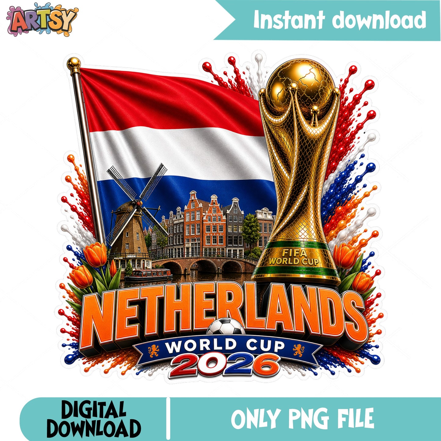 Netherlands World Cup 2026 PNG, Soccer Fan Shirt PNG, Football PNG