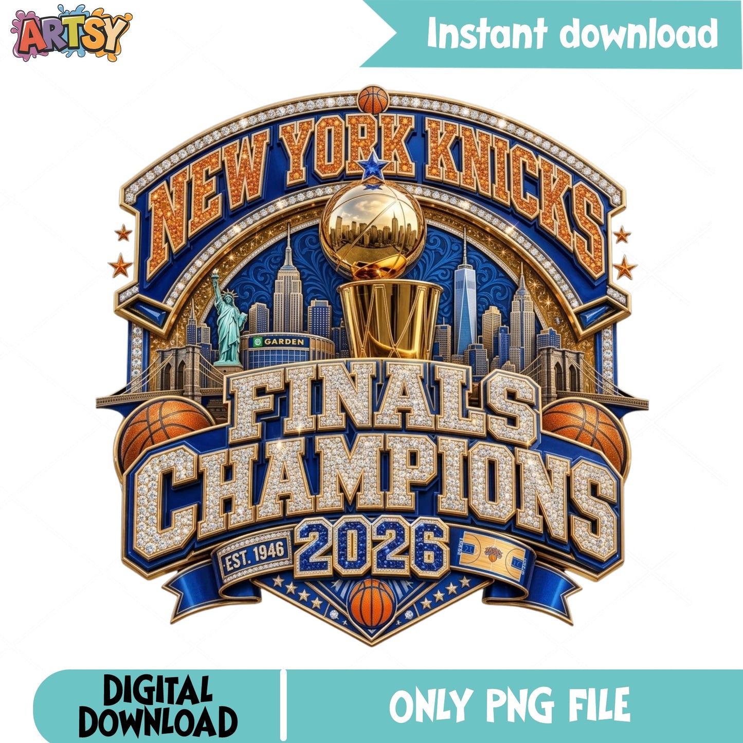 New York Knicks Finals Champions 2026 PNG, Knicks PNG, Basketball PNG