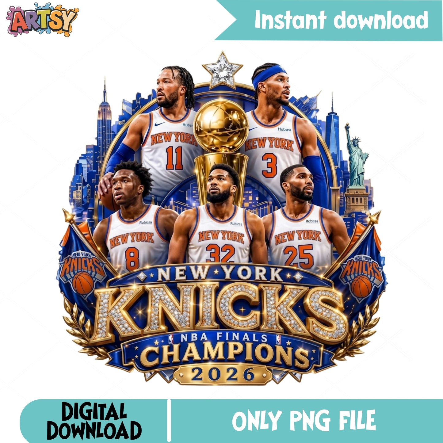 New York Knicks NBA Finals Champions 2026 PNG, Knicks PNG, Basketball PNG