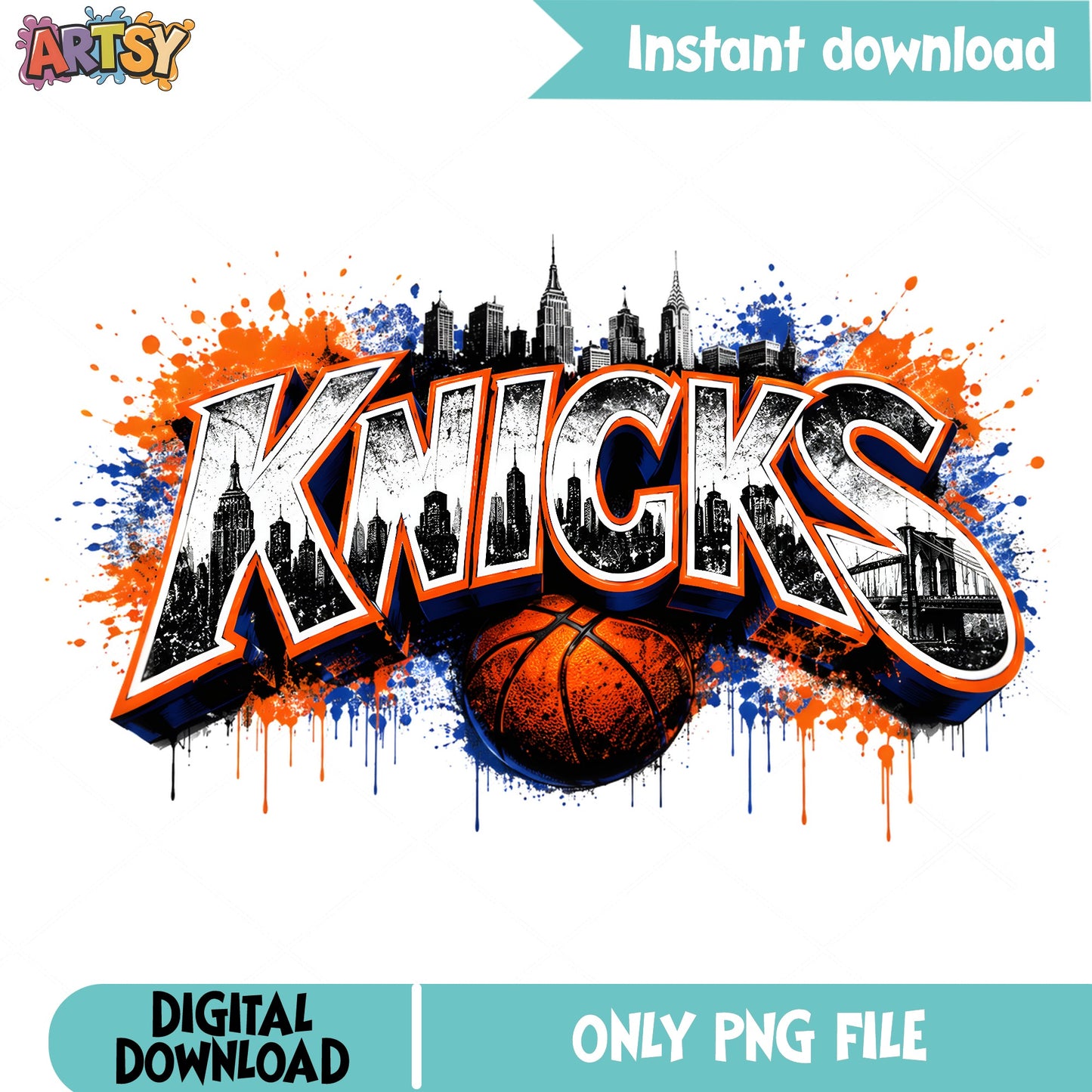 New York Knicks PNG, Basketball Sublimation Design, NBA PNG