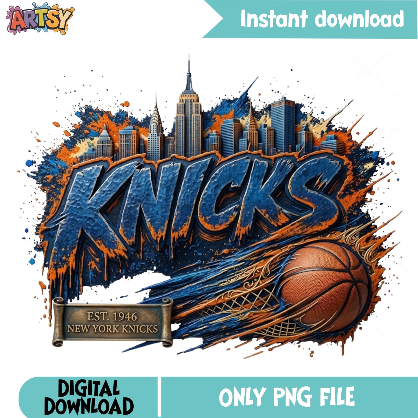 New York Knicks PNG, Basketball Team Shirt Design, NBA PNG