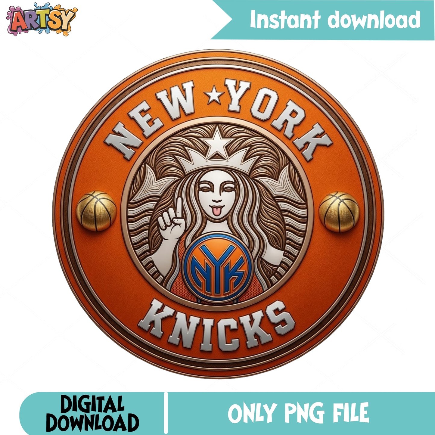 New York Knicks Starbucks PNG, NBA Basketball PNG, Knicks PNG
