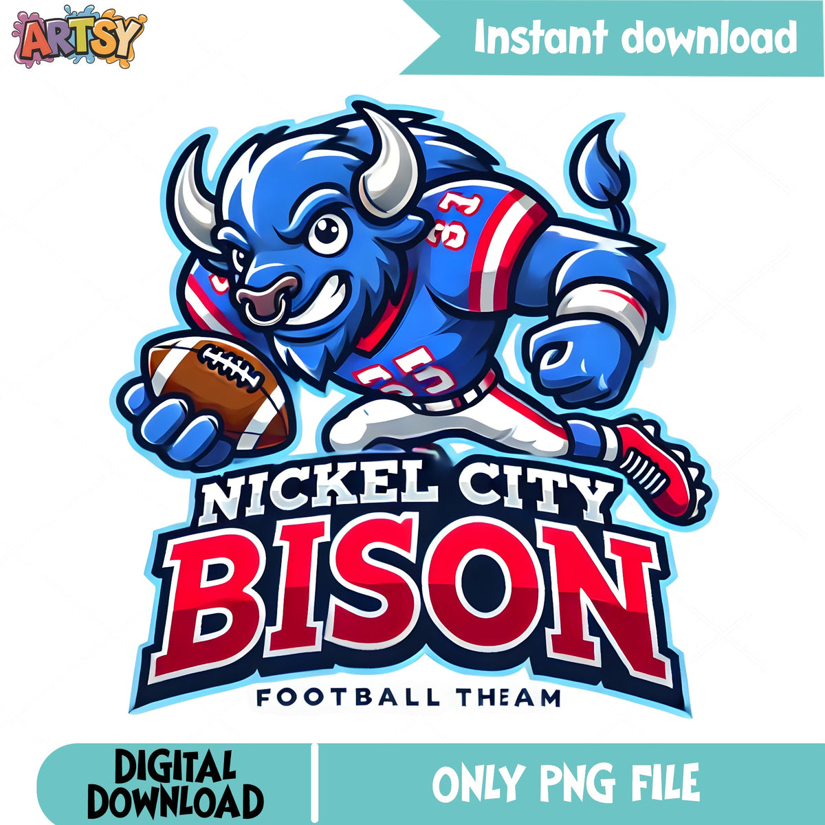 Nickel City Bison Football Team PNG, Bison Mascot PNG, Football PNG