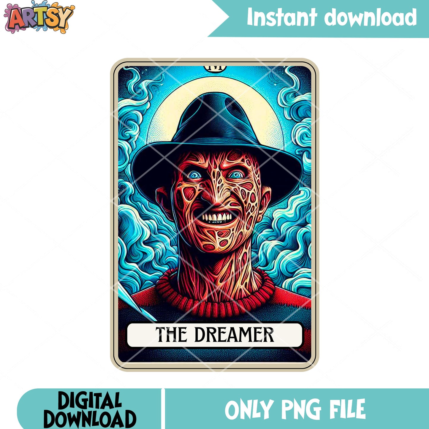 Nightmare crazy monster png, blue eyes png, fredy kruger png