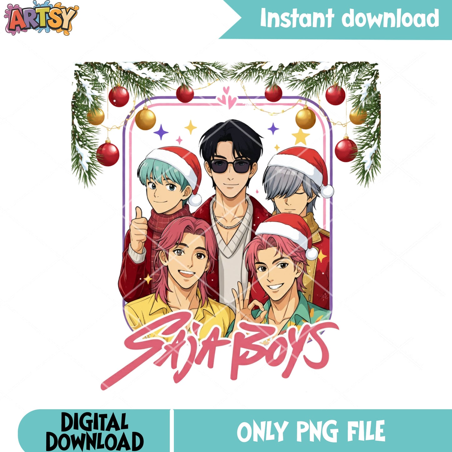 Noel christmas saja boys png, santa hat png, baby saja boys png