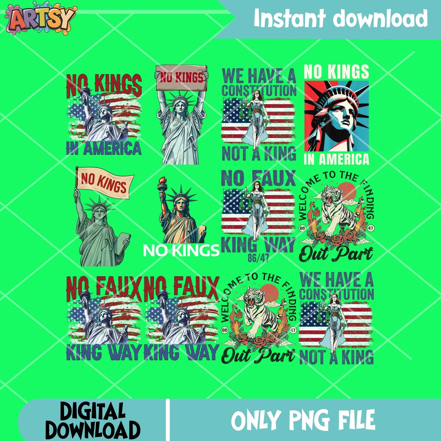 No faux king way png bundle, no kings day png, no kings png