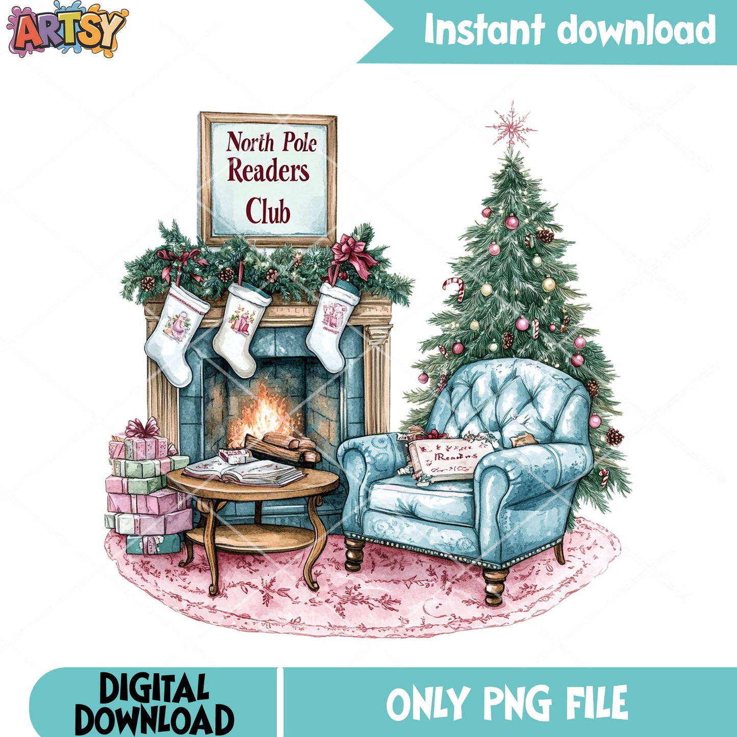 North pole readers club png, christmas tree png, north pole png