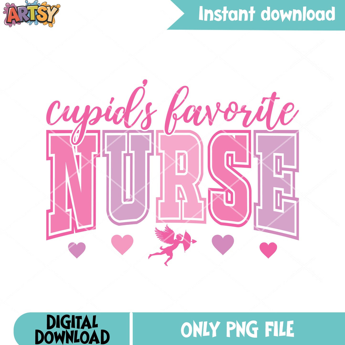 Nurse valentine and cupid png, love season png, valentine love png