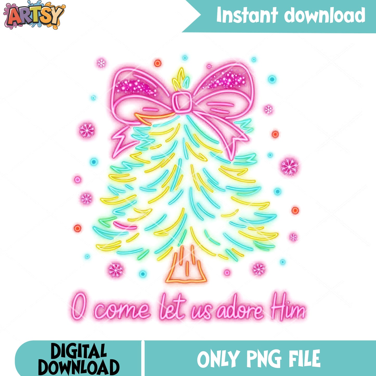 Oh come let us adore him png, christmas gifts png, christmas tree png
