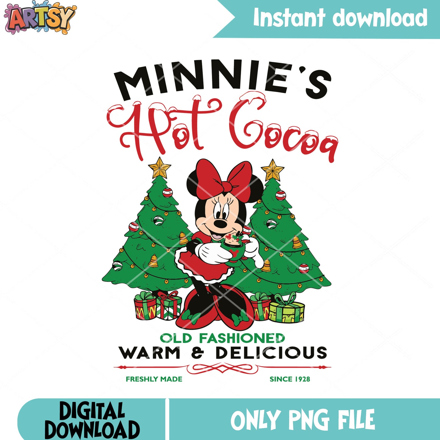 Old fashioned minnie png, minnie mouse png, christmas tree png