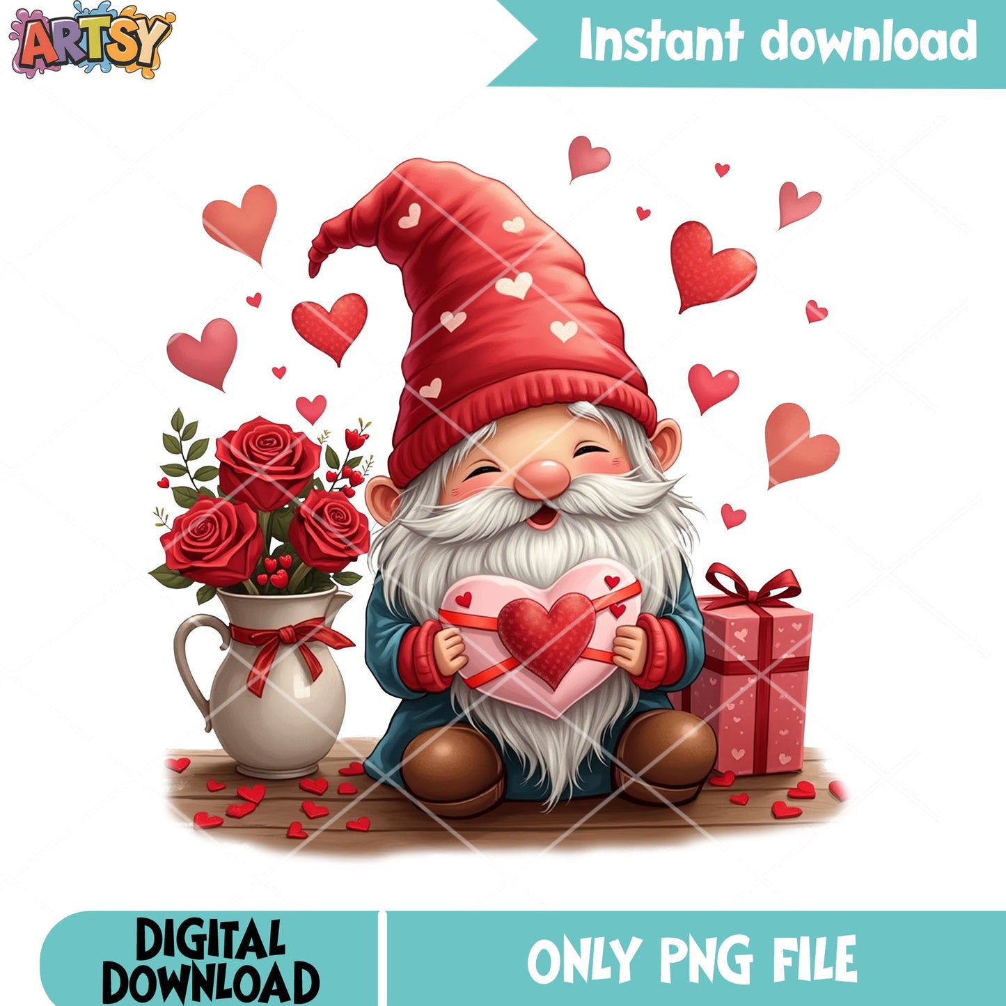 Old valentines gnome png, happy valentines png, valentines gifts png