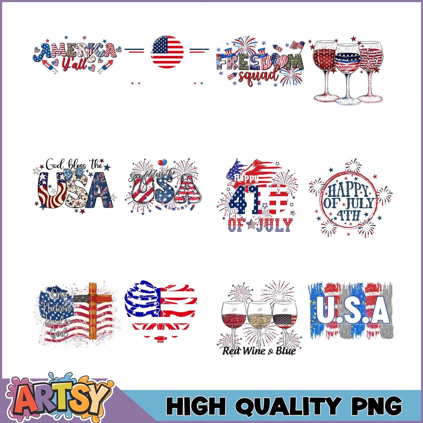 Patriotic 4th of July PNG Bundle High-Quality Designs