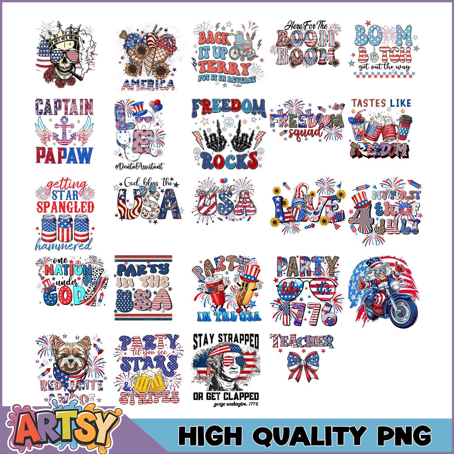 Patriotic PNG Bundle 4th of July Designs