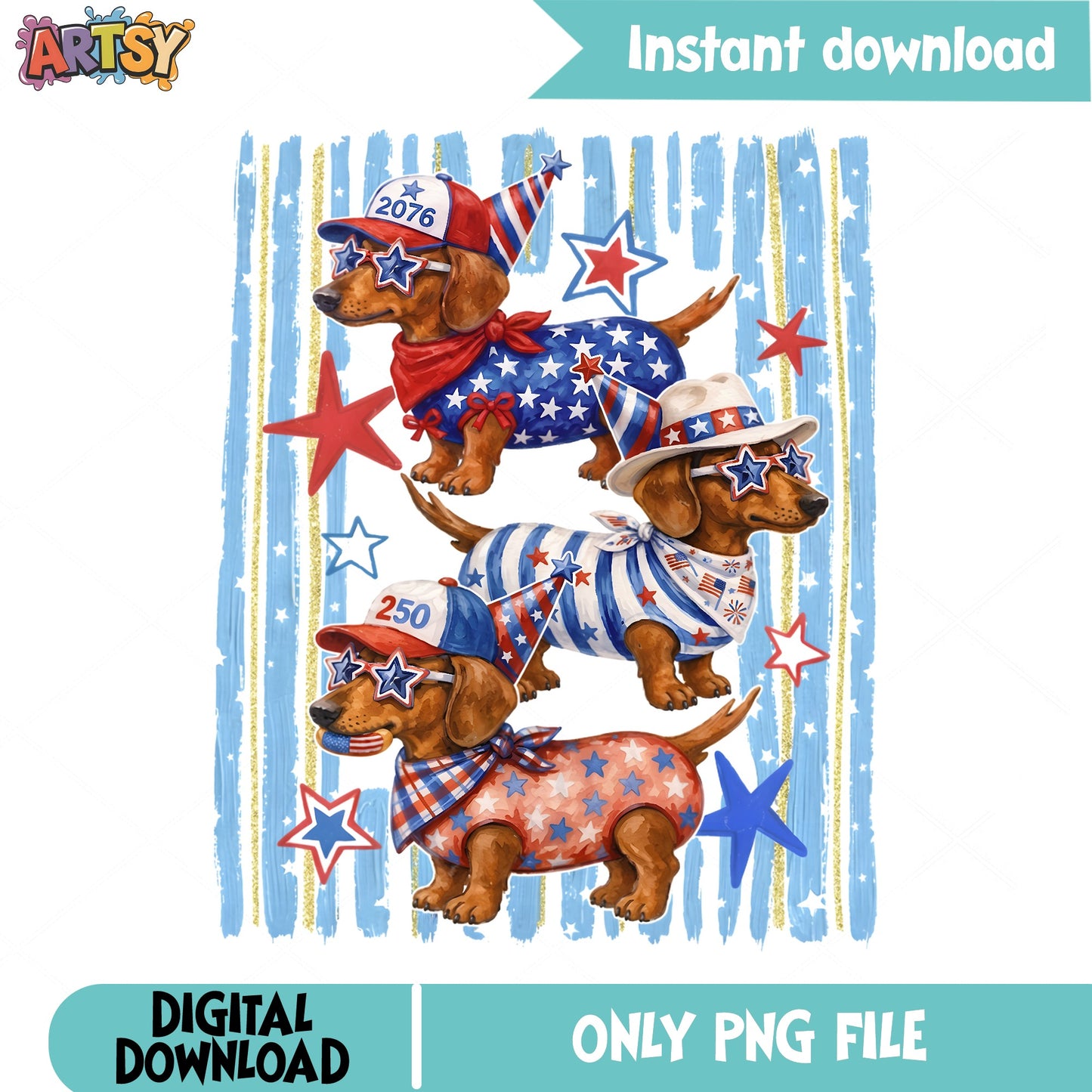 Patriotic Dachshund PNG, 4th Of July Dog PNG, America PNG