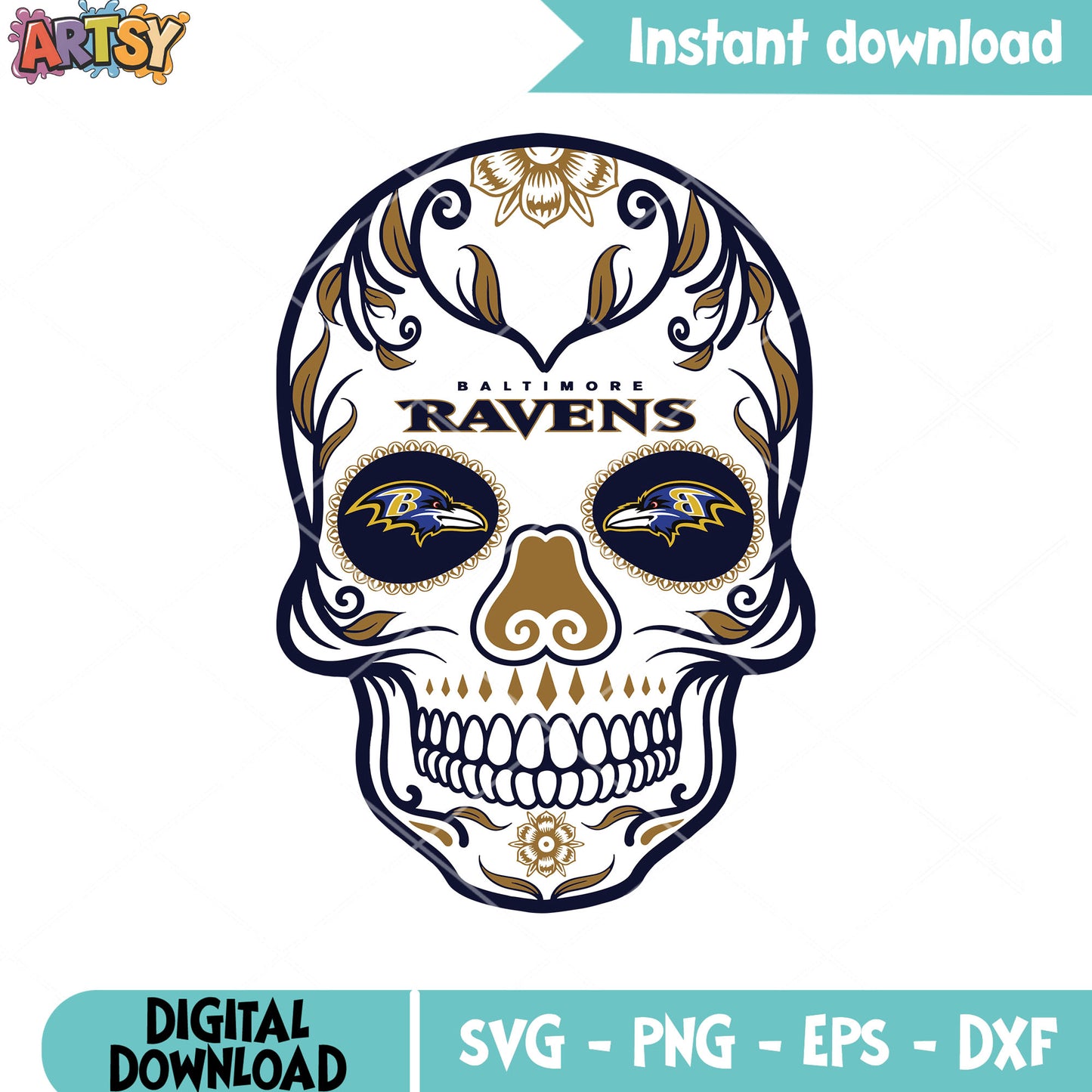Pattern baltimore head svg. baltimore ravens svg, skull mexican svg