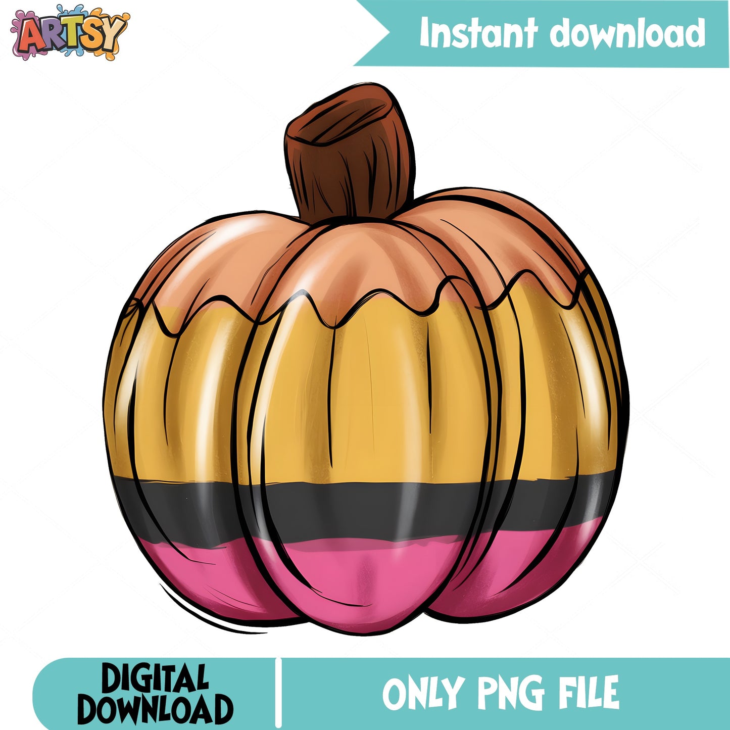 Pencil Pumpkin PNG, Fall Halloween Clipart PNG, Autumn PNG