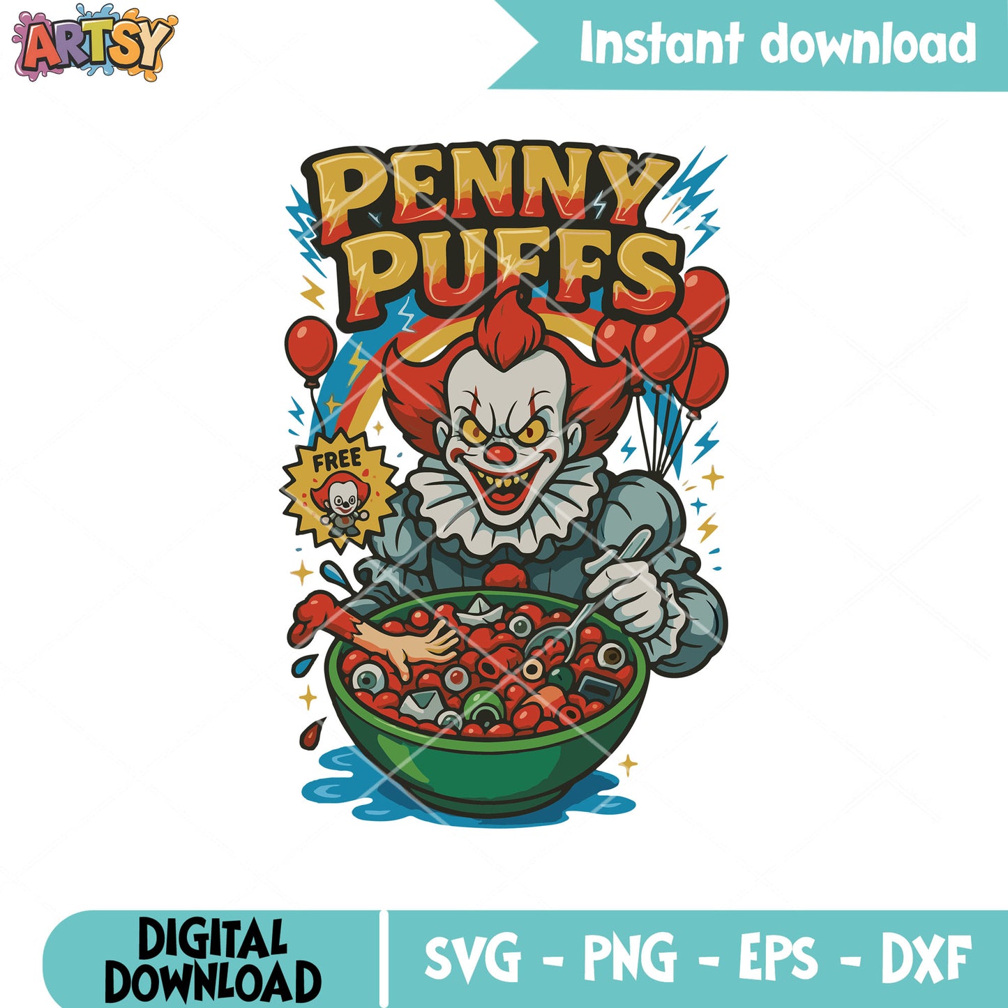 Penny puffs horror free svg, penny wise svg, horror movies svg