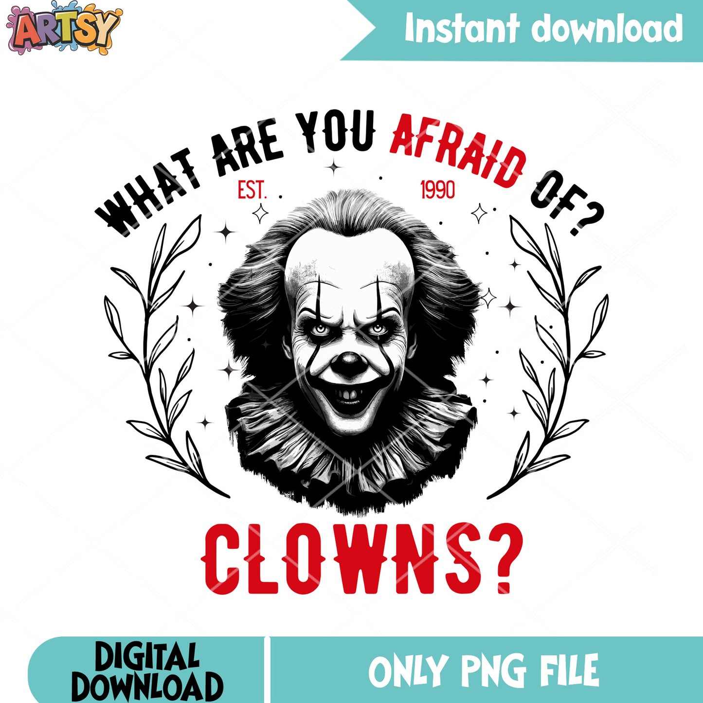 Pennywise est 1980 png, starry night png, scary night png