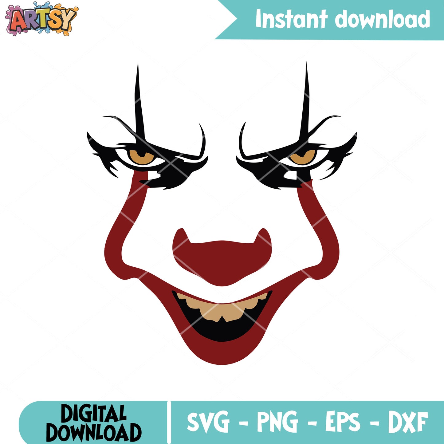 Penny wise face laugh svg, pennywise horror svg, pennywise smile svg