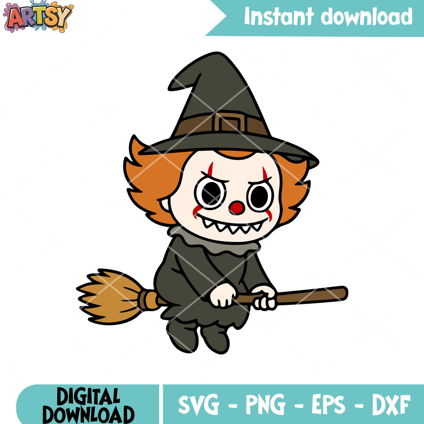 Pennywise labubu witch svg, pennywise costume svg, labubu horror svg