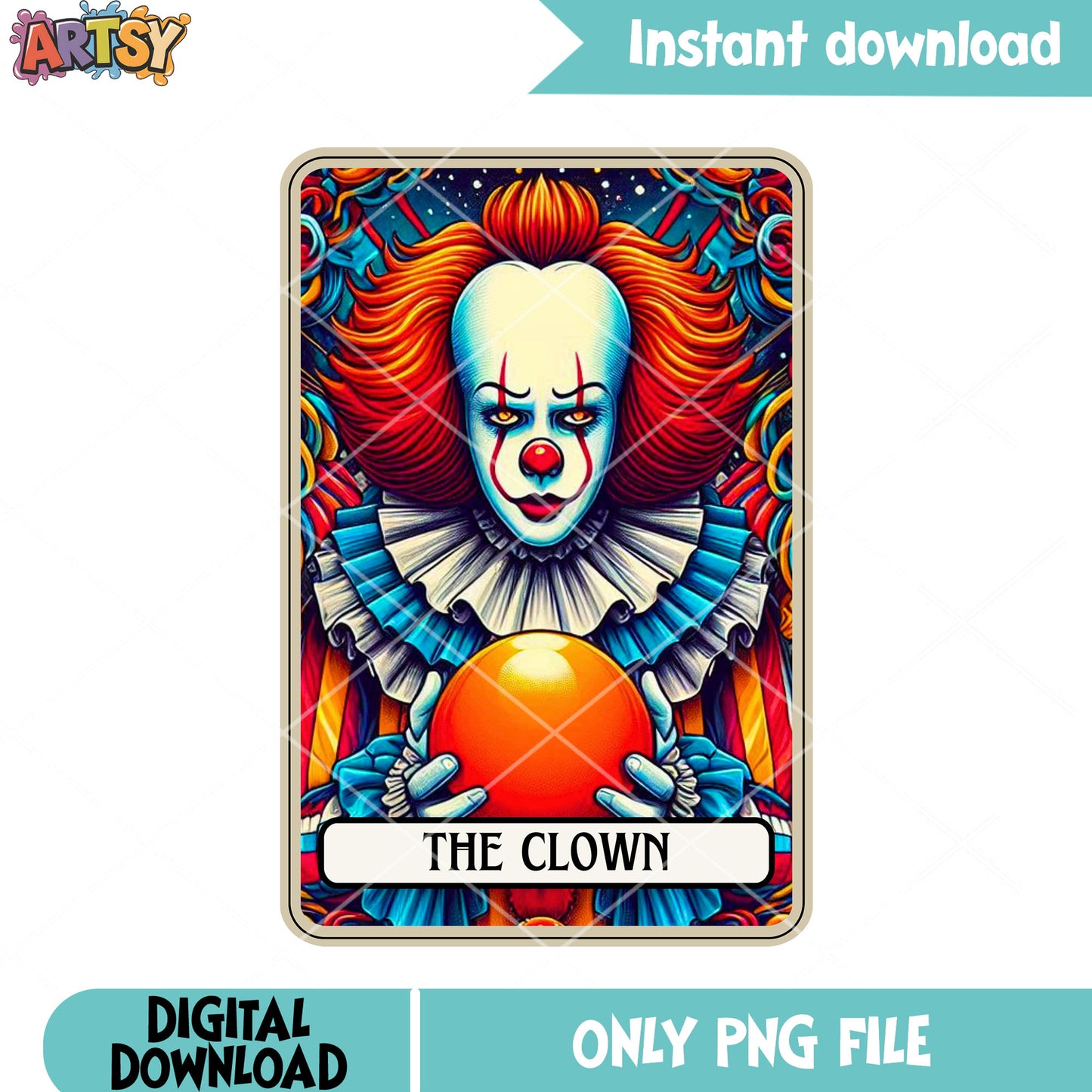 Penny wise the clown png, scary art png, halloween art png