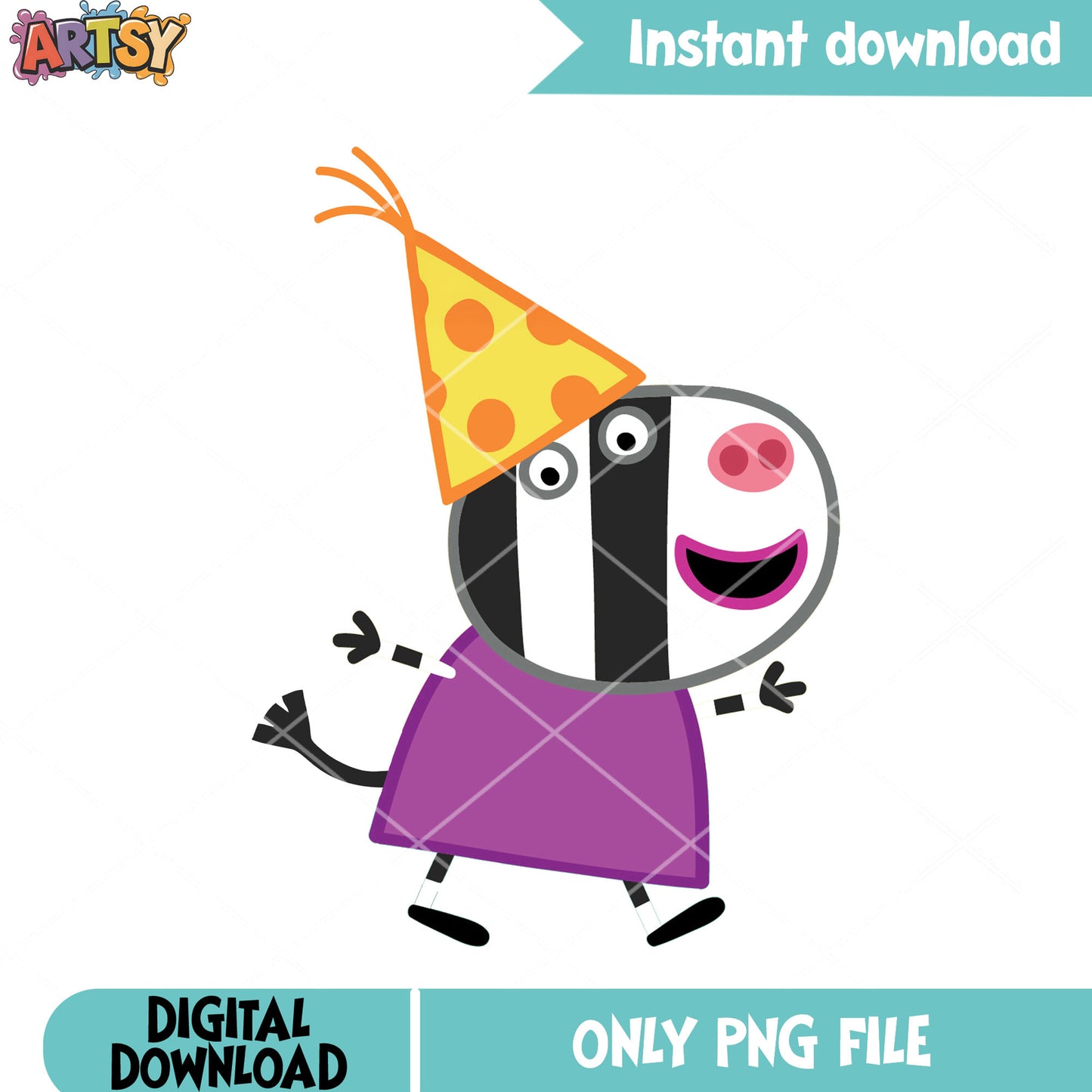 Peppa pig cartoon png, show for kids png, zoe zebra png