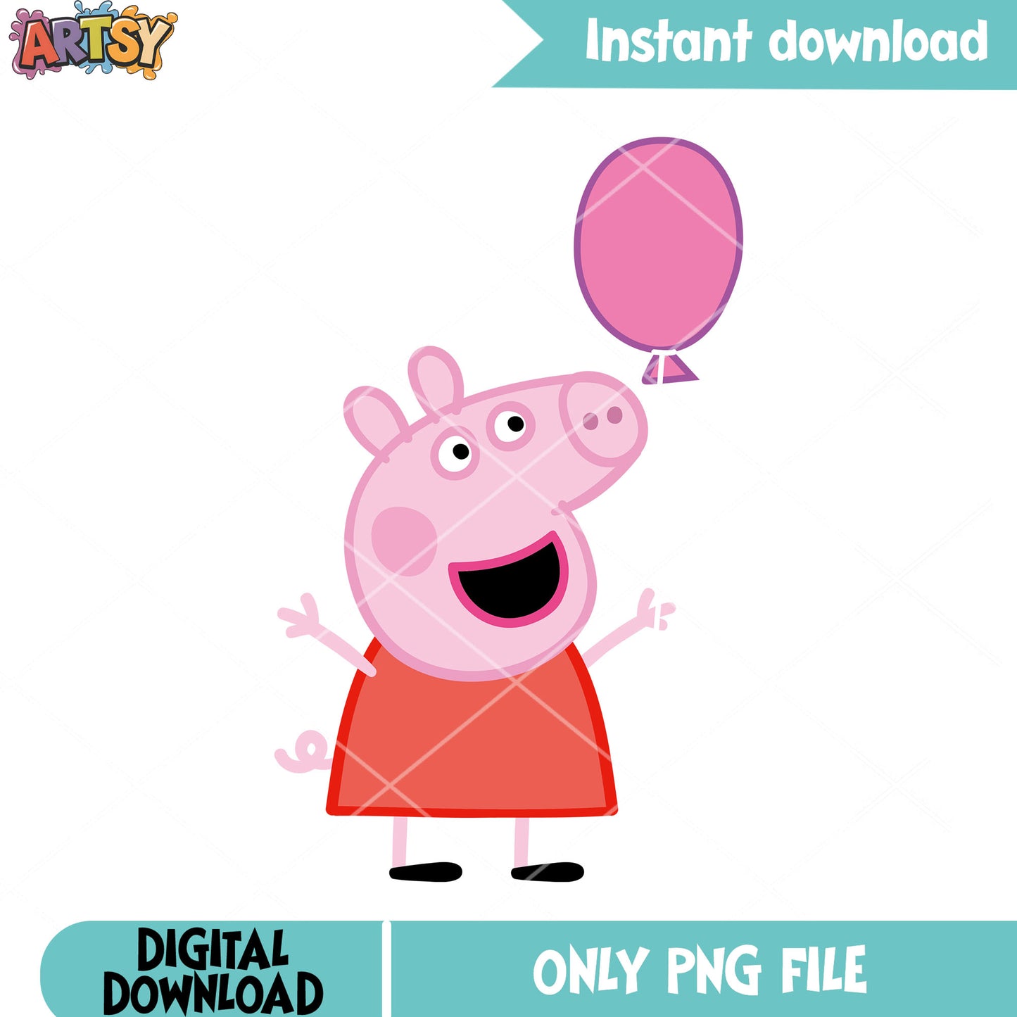 Peppa pig pink balloon png, cartoon for kids png, peppa pog show png - Copy