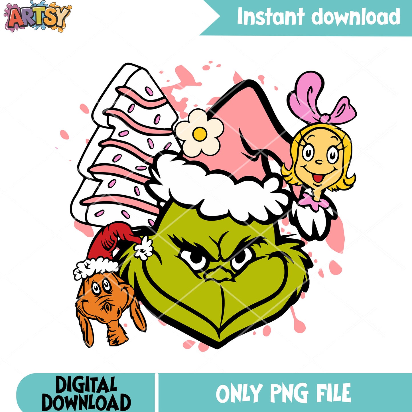 Pink christmas max cindy png, lou who pink png, christmas cake png
