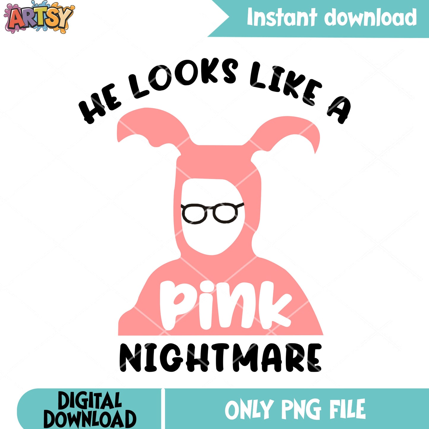 Pink nightmare parker png, a christmas story png, merry xmas png
