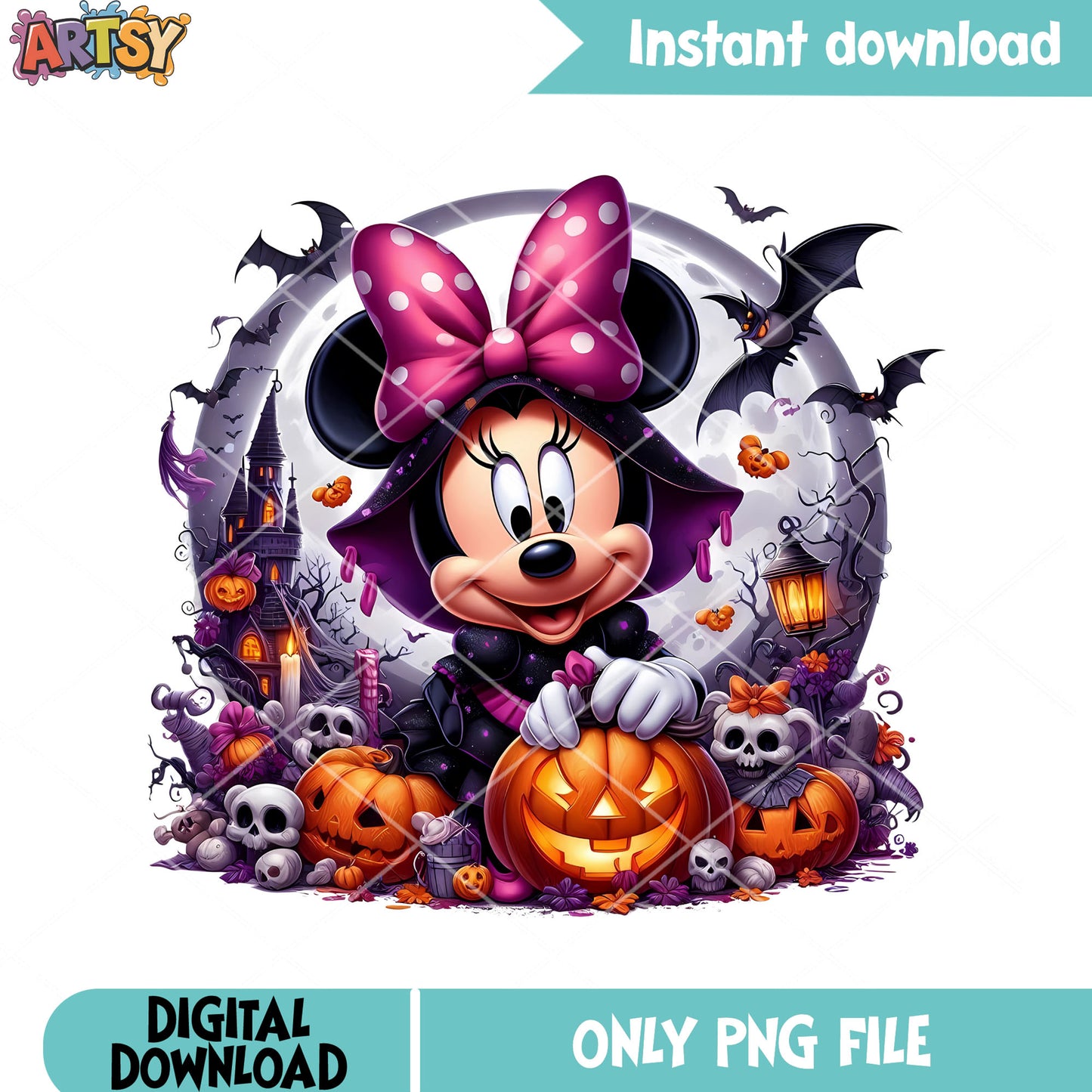 Pink white bow tie png, Minnie mouse png, spooky halloween png